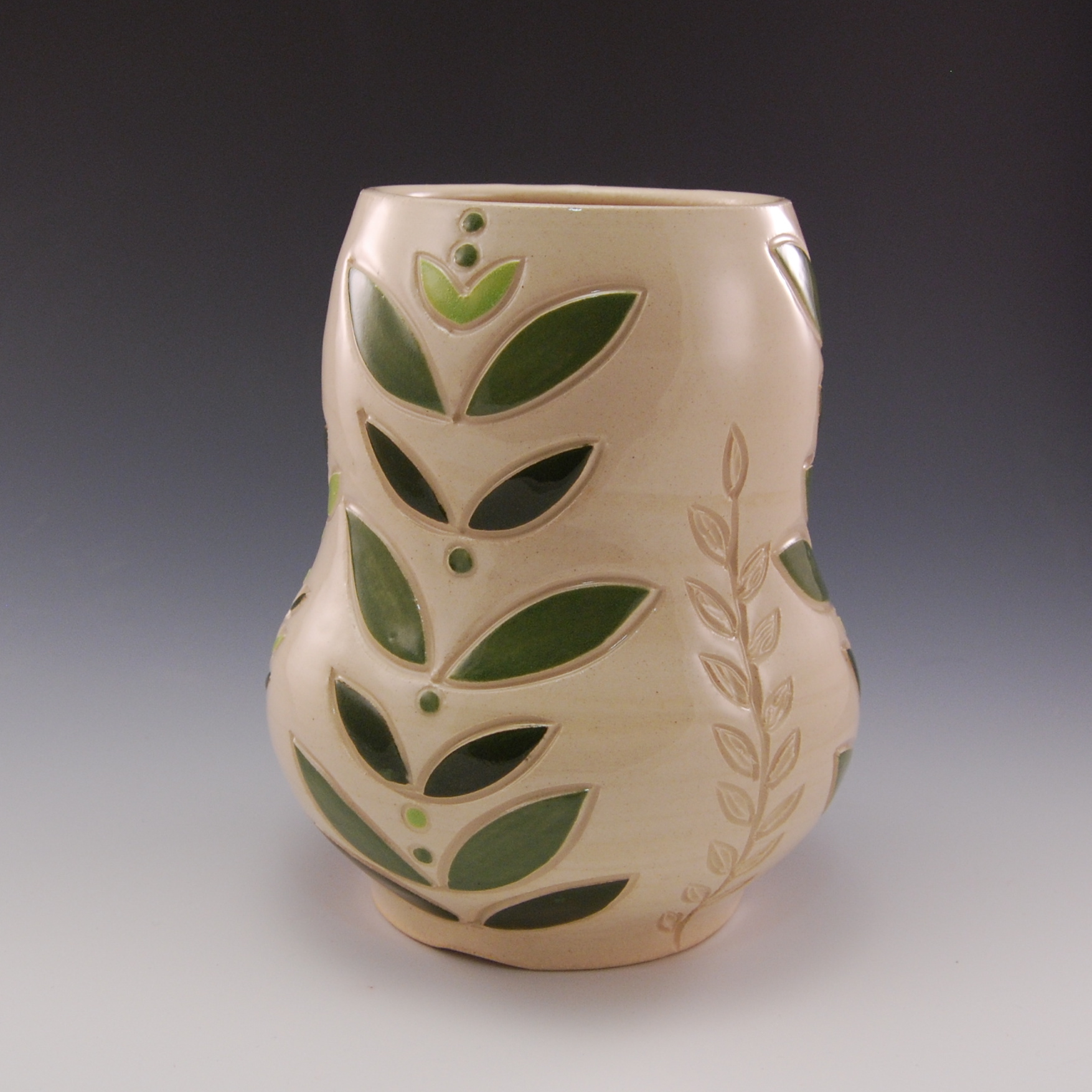 Large Green Leaf Vase